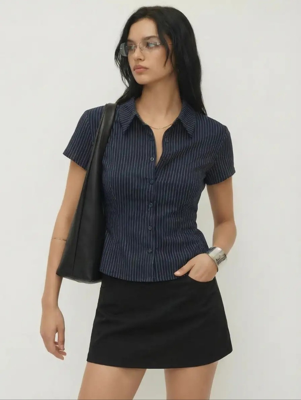 Cider Collar Stripe Short Sleeve Shirt
